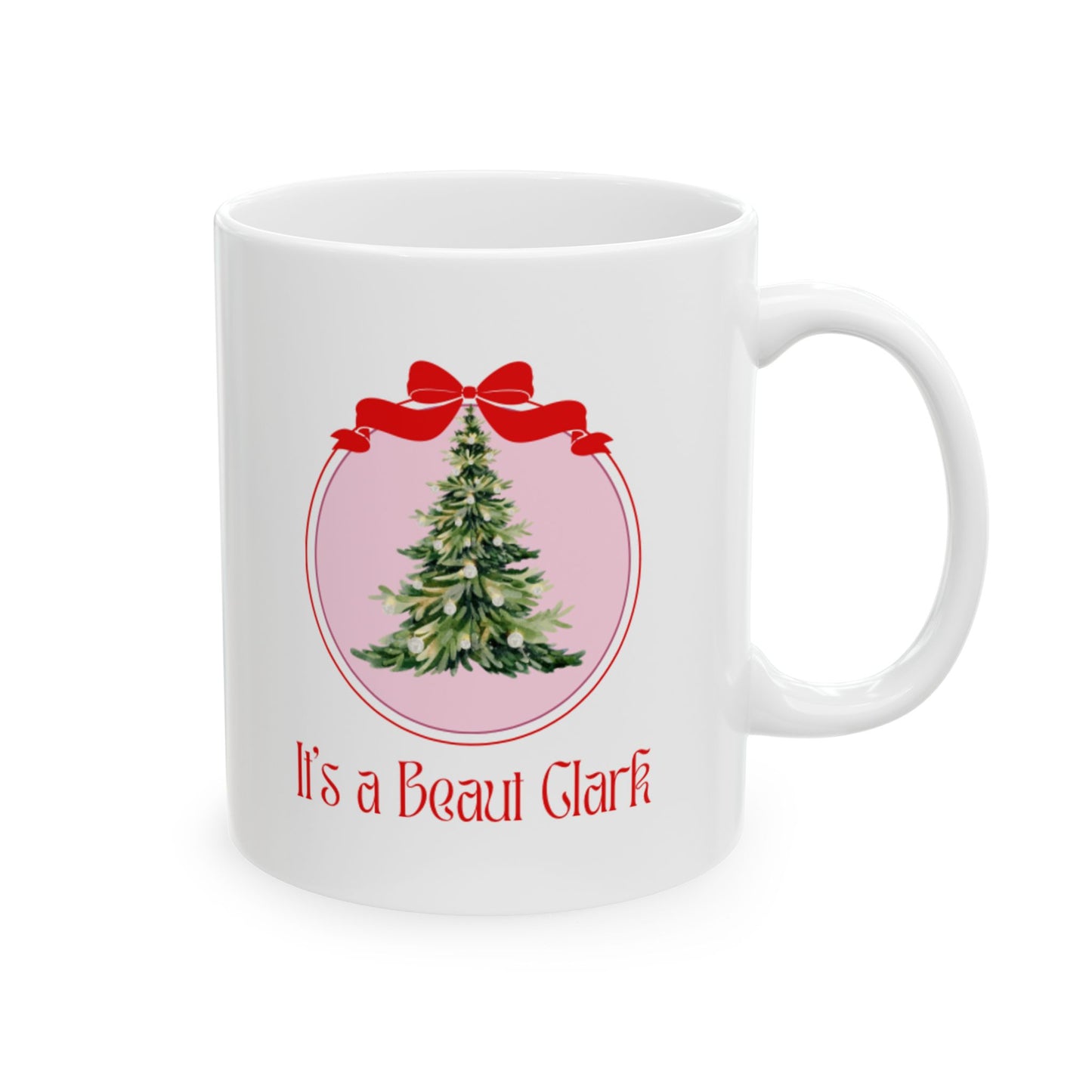 Coquette Bow Christmas Tree | It’s a Beaut Clark Ceramic Mug, (11oz, 15oz)