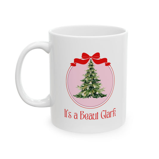 Coquette Bow Christmas Tree | It’s a Beaut Clark Ceramic Mug, (11oz, 15oz)